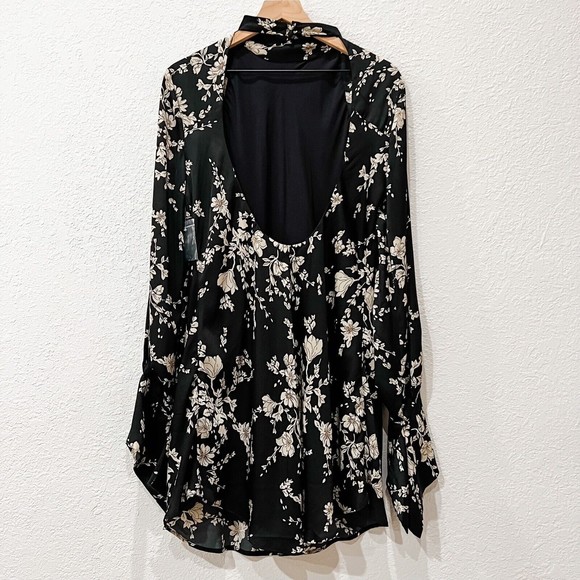 Free People | Aries Floral Open Back Bell Sleeve Mini Dress - Picture 9 of 14